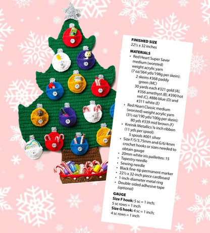 Vintage Crochet Pattern 32" Christmas Tree Avent Calendar Wall Hanging PDF Instant Digital Download