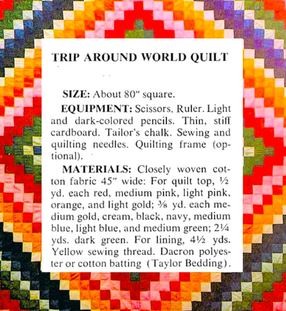 Vintage Sewing Pattern Trip Around The World Quilt Antique 1910 Patchwork PDF Instant Digital Download
