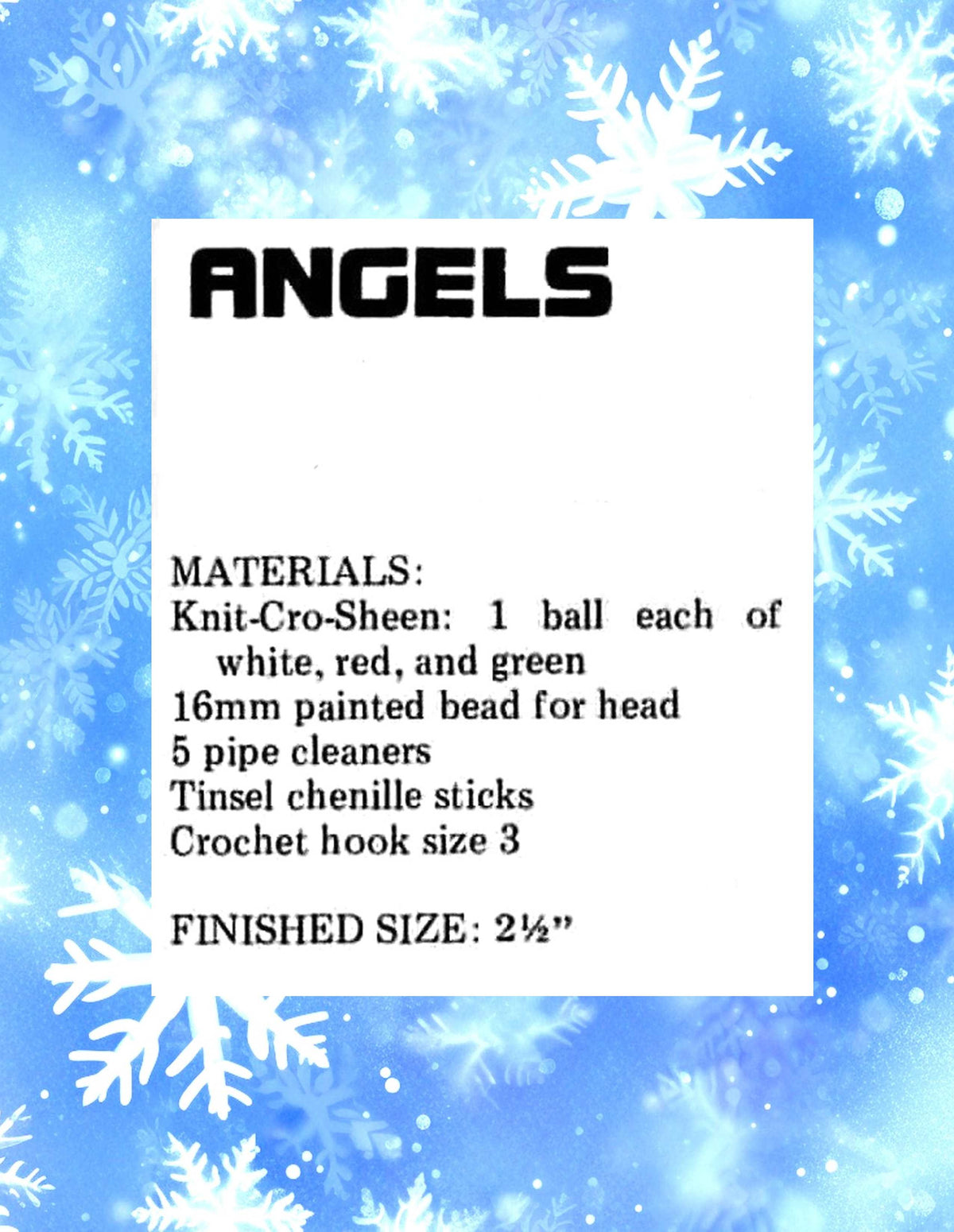 Vintage Crochet Pattern 2.5" Mini Flying Angel Ornaments PDF Instant Digital Download Wood Bead Heads 5 Designs Cotton Thread