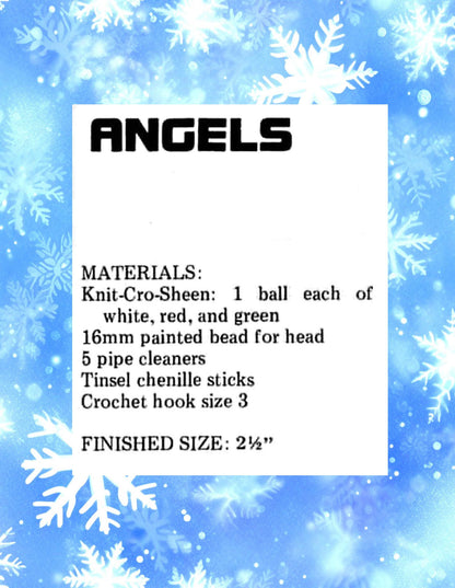 Vintage Crochet Pattern 2.5" Mini Flying Angel Ornaments PDF Instant Digital Download Wood Bead Heads 5 Designs Cotton Thread