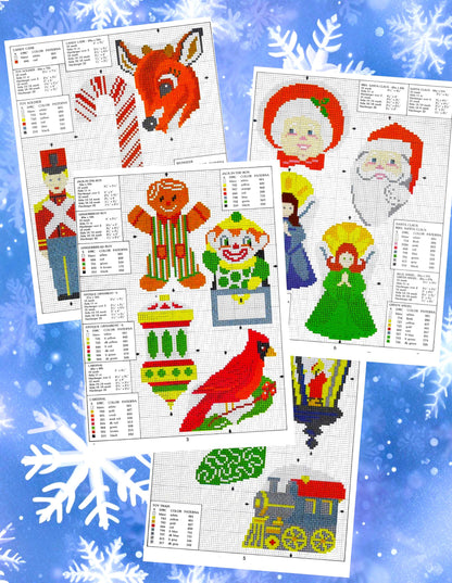 Vintage 31 Plastic Canvas Cross Stitch and Needlepoint Christmas Ornaments Patterns PDF Instant Digital Download Classic Fun Holiday Designs