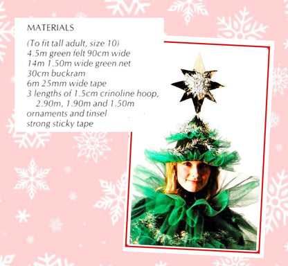 Vintage Christmas Tree Costume Sewing Pattern Cone Dress and Hat PDF Instant Digital Download Womens Funny Xmas Outfit