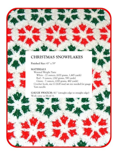 Vintage Crochet Pattern Peppermint Snowflakes Christmas Afghan PDF Instant Digital Download