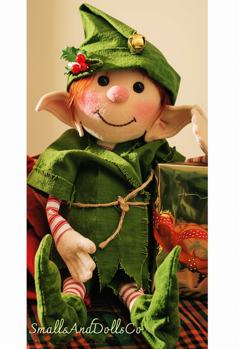 Vintage Sewing Pattern 15" Fabric Soft Sculpture Christmas Elf Doll PDF Instant Digital Download Elves Santa's Helper Toy