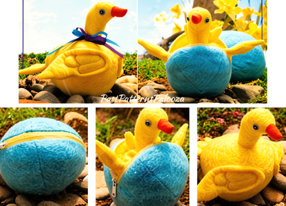 Vintage Sewing Pattern 10" Fabric Egg To Duck Soft Sculpture Doll PDF Instant Digital Download Stuffed Easter Duckling Zipper Pop Out Toy