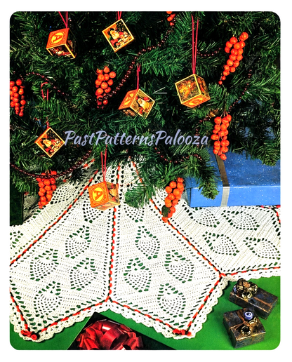 Vintage Crochet Pattern 55" Pretty Pineapples Christmas Tree Skirt PDF Instant Digital Download 3 Plied Worsted