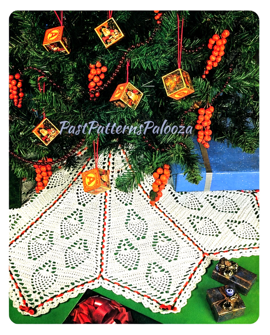 Vintage Crochet Pattern 55" Pretty Pineapples Christmas Tree Skirt PDF Instant Digital Download 3 Plied Worsted