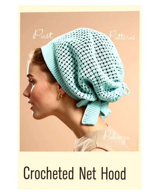 Vintage Crochet Pattern Womens Net Hood Head Scarf Snood Retro Hair Holder Drawstring Tie PDF Instant Digital Download Cotton Thread No. 10