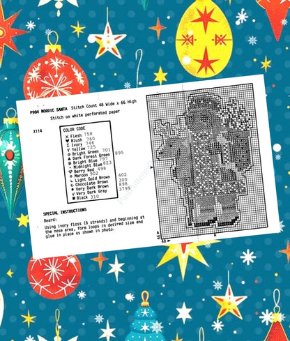 Vintage Cross Stitch Patterns 5" Heirloom Santas Ornament Christmas Tree Trim 6 Designs PDF Instant Digital Download Perforated Paper