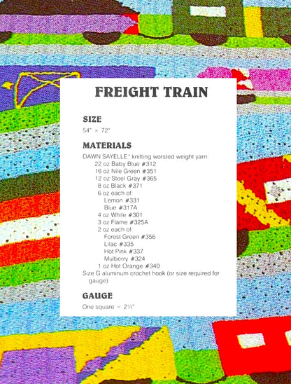 Vintage Crochet Pattern Freight Train Blanket Picture Afghan PDF Instant Digital Download Granny Squares Choo Choo Express Kids Throw 10 Ply