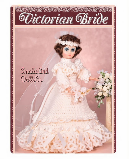 Vintage Crochet Pattern 15" Victorian Bride Doll PDF Instant Digital Download Fashion Doll Wedding Dress Outfit 10 Ply