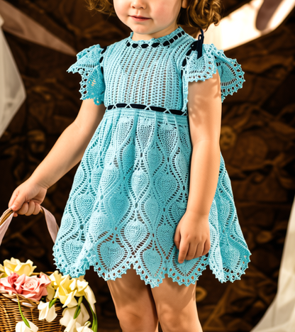 Vintage Crochet Pattern Toddler Girls Pineapple Lace Ribbon Dress PDF Instant Digital Download Flower Girl Easter Frock 2-4 Years