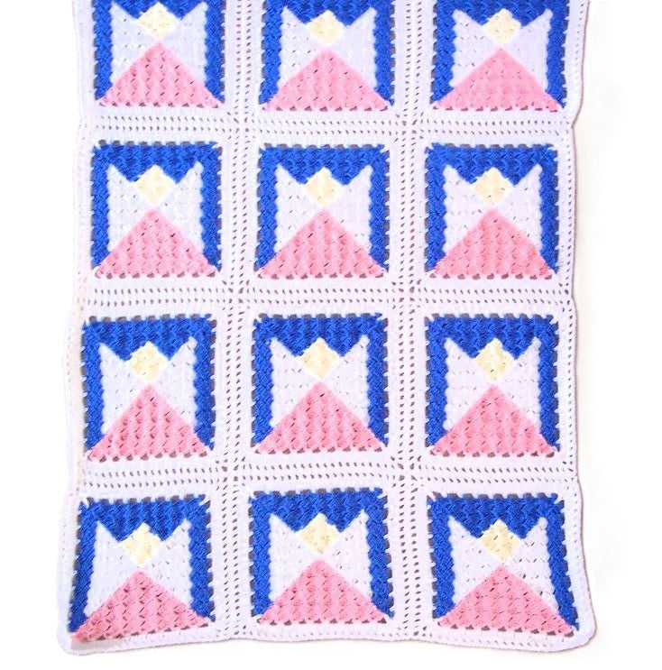 Vintage Crochet Pattern Heavenly Angel Squares Baby Afghan Granny Square Angel Motif Blanket PDF Instant Digital Download C2C 30x40 5 Ply