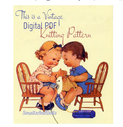 Vintage Knitting Pattern 20 Inch Baby Doll Eyelet Lace Outfit Dress Jacket Hat Bootie Shoes Set PDF Instant Digital Download DK