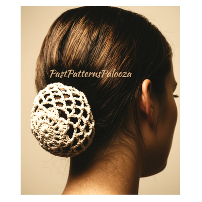 Vintage Crochet Pattern Womens Hair Bun Holder Chignon Cover Open Shell Stitch PDF Instant Digital Download Cotton Thread