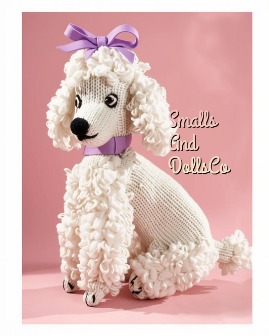Vintage Knitting Pattern 10" Knit Poodle Toy Dog PDF Instant Digital Download Retro MCM 1950s Stuffed Plush Girl Puppy Amigurumi 3 Ply