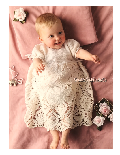 Vintage Baby Pineapple Christening Dress Crochet Pattern PDF Instant Digital Download Lacy Baptism Gown Pineapples 0-6m 2 Ply
