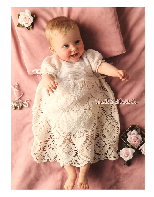 Vintage Baby Pineapple Christening Dress Crochet Pattern PDF Instant Digital Download Lacy Baptism Gown Pineapples 0-6m 2 Ply