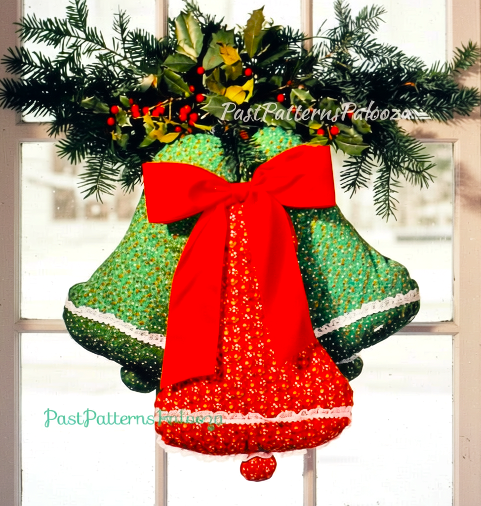 Vintage Sewing Pattern 18" Calico Christmas Bells Window Wall Front Door Hanging Plush Fabric PDF Instant Digital Download Quick Easy Sew