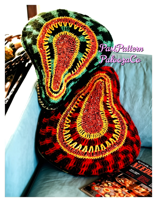 Vintage Crochet Pattern 17" Groovy 70s Paisley Throw Pillows Large Retro Mod Cushions PDF Instant Digital Download