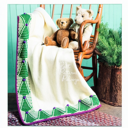 Vintage Christmas Afghan Knitting Pattern Pretty Mosaic Trees Border PDF Instant Digital Download Cozy Holiday Throw Blanket 10 Ply
