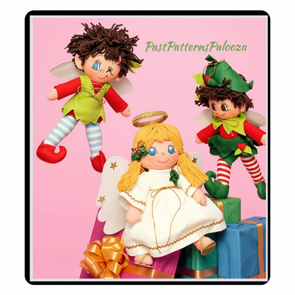 Vintage Christmas Sewing Pattern 13" Fairy Elves and Holiday Angel Soft Toy Dolls PDF Instant Digital Download Printable