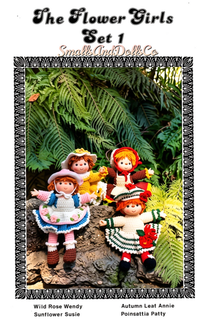 Vintage Crochet Patterns The Flower Girls Yarn Head Dolls PDF Instant Digital Download 12 Floral Craft Doll Designs Retro 1980s 4 Ply Mitzy
