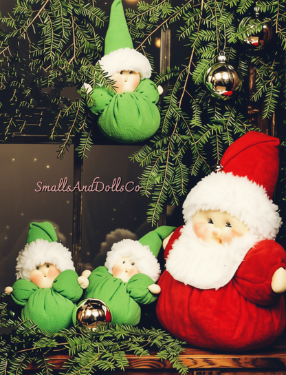 Vintage Christmas Dolls Sewing Pattern Plush Santa Claus Reindeer and Elves Soft Stuffed Toys PDF Instant Digital Download 18 Inch