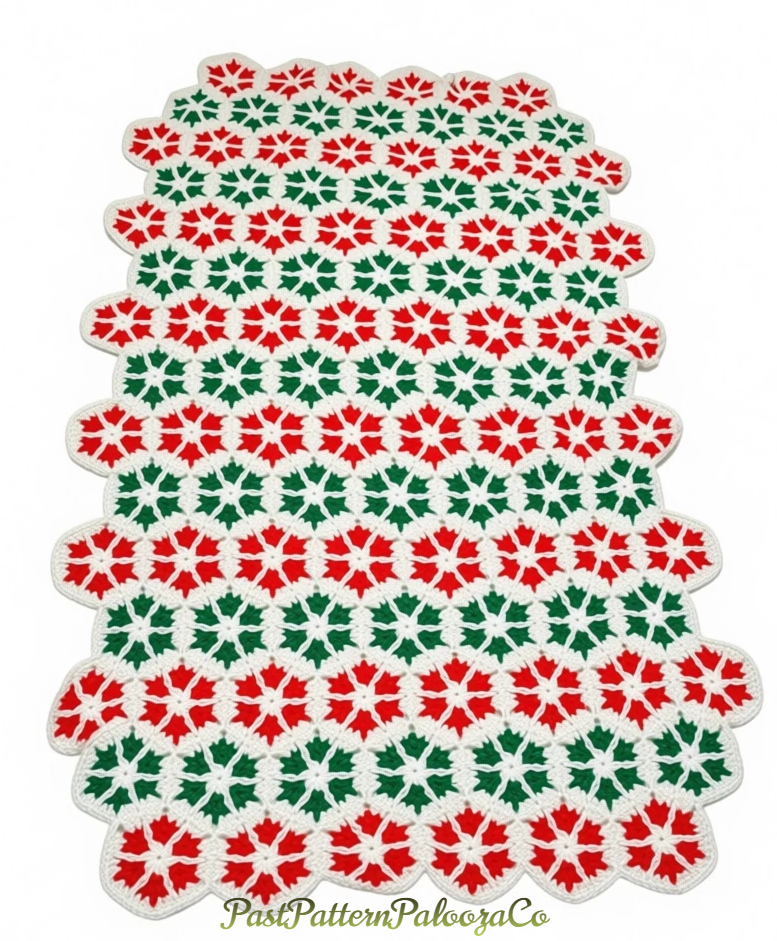 Vintage Crochet Pattern Peppermint Snowflakes Christmas Afghan PDF Instant Digital Download