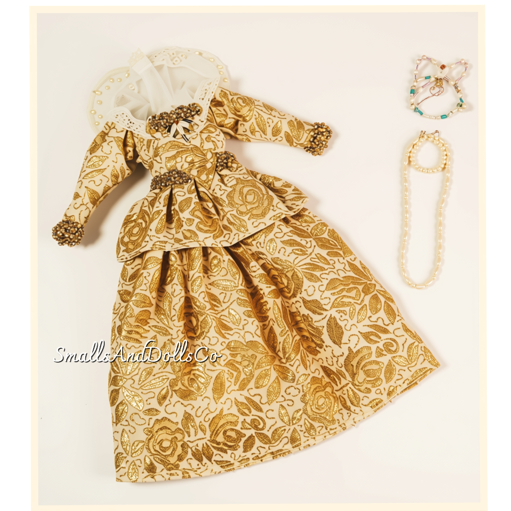 Vintage Sewing Pattern 11.5" Fashion Doll Clothes Elizabethan Costume PDF Instant Digital Download Regal Princess Queen Royal Brocade Outfit