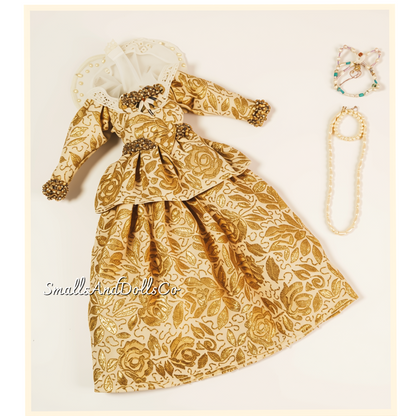 Vintage Sewing Pattern 11.5" Fashion Doll Clothes Elizabethan Costume PDF Instant Digital Download Regal Princess Queen Royal Brocade Outfit