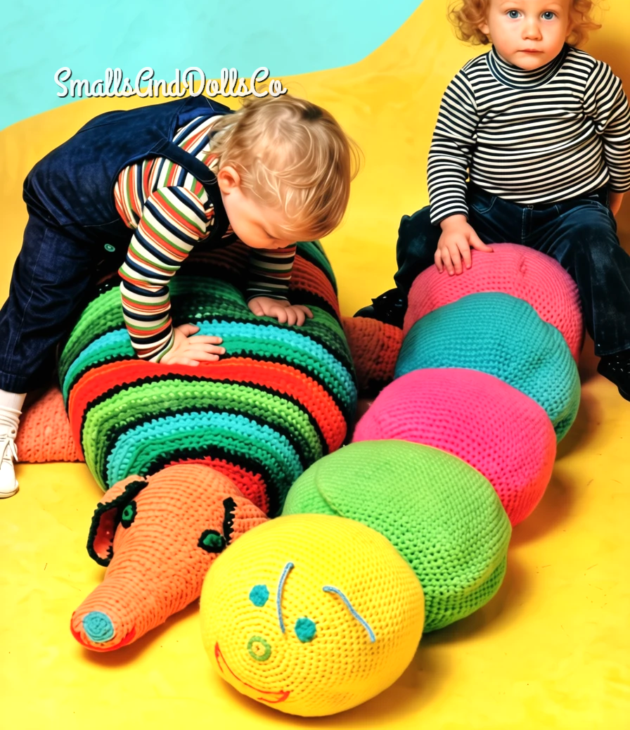 Vintage Crochet Pattern Large 4-5 Ft Caterpillar Armadillo Soft Toy Dolls Floor Pillows PDF Instant Digital Download Retro Amigurumi Plushie