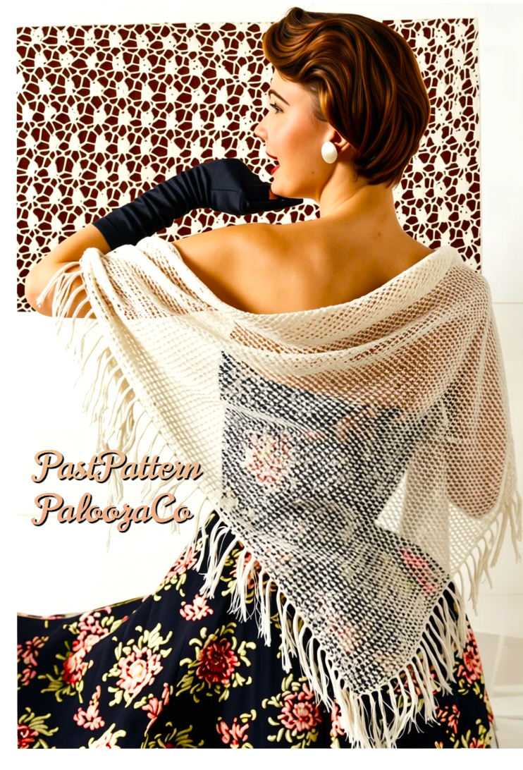 Vintage Crochet Pattern Womens Lacy Glamour Shawl Stole PDF Instant Digital Download MCM