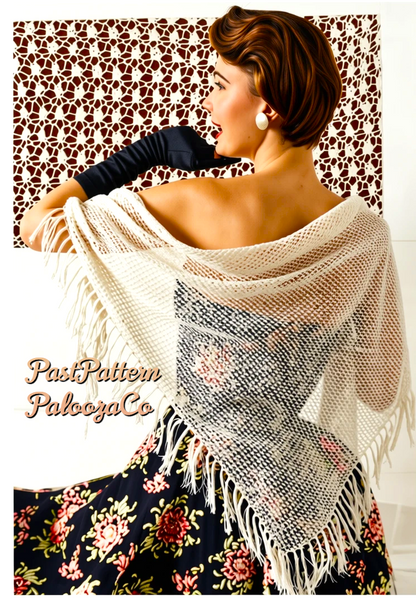 Vintage Crochet Pattern Womens Lacy Glamour Shawl Stole PDF Instant Digital Download MCM