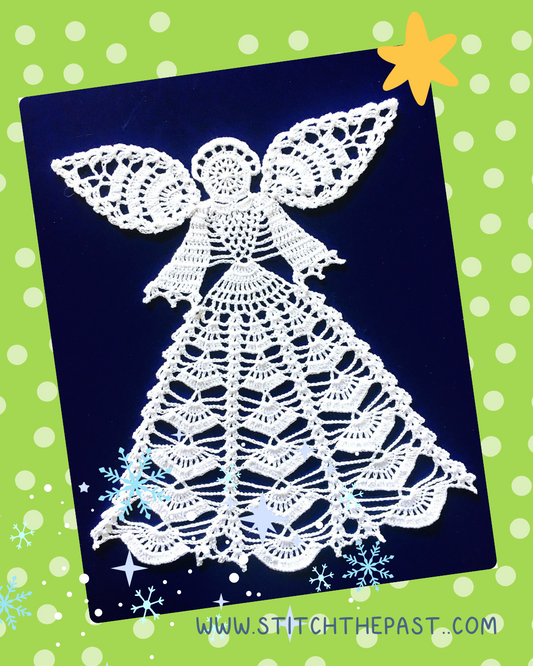Vintage Christmas Crochet Pattern 11" Figural Angel Doily PDF Instant Digital Download Angel Shaped Holiday Table Decor Mat