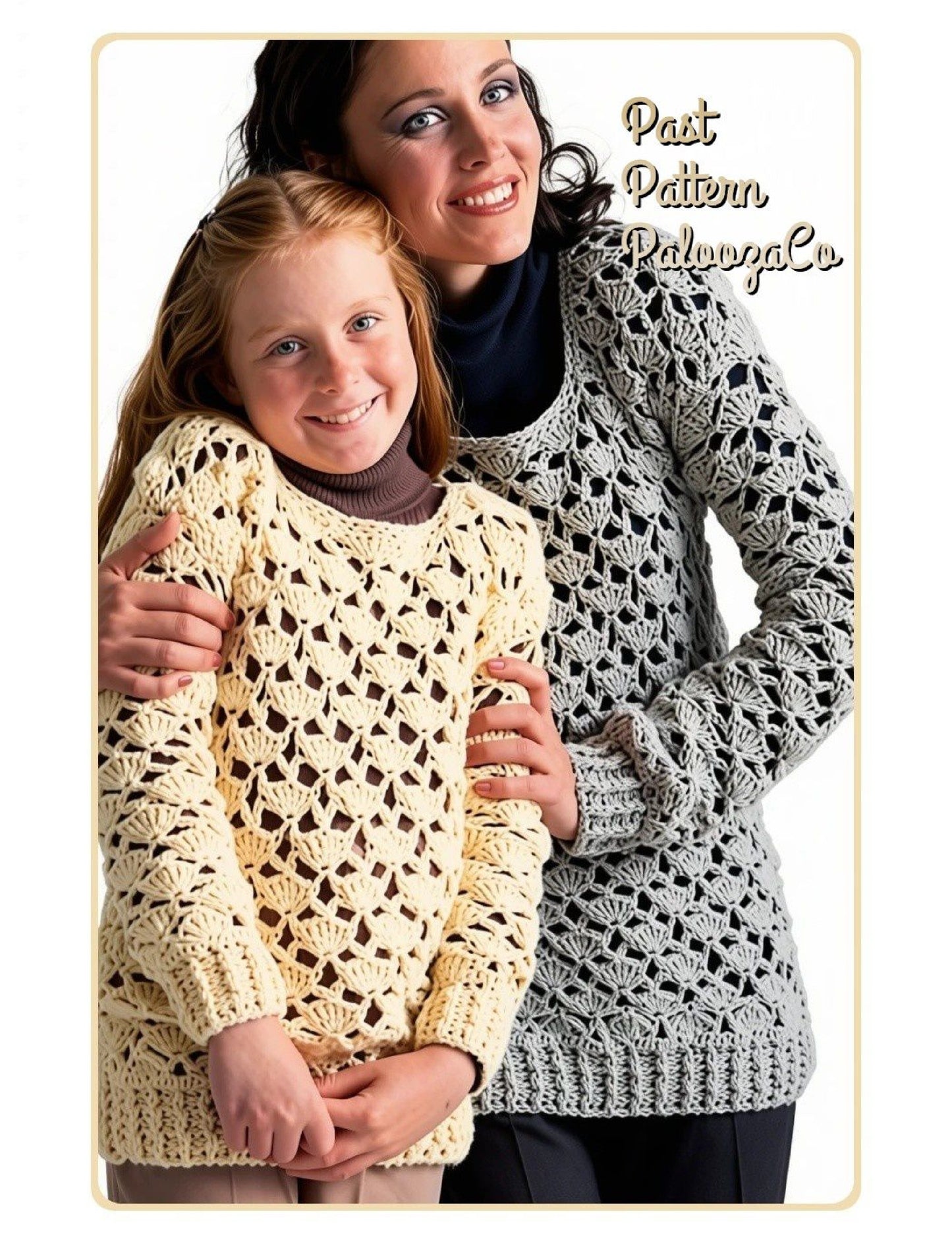 Vintage Crochet Lacy Shell Stitch Pullover Sweater Pattern PDF Instant Digital Download  Girls & Womens 10 Ply