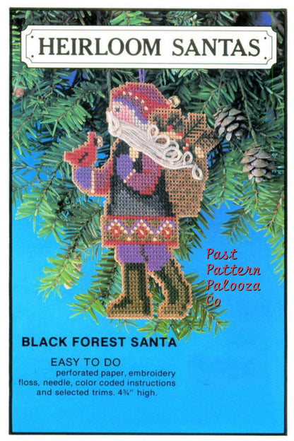 Vintage Cross Stitch Patterns 5" Heirloom Santas Ornament Christmas Tree Trim 6 Designs PDF Instant Digital Download Perforated Paper