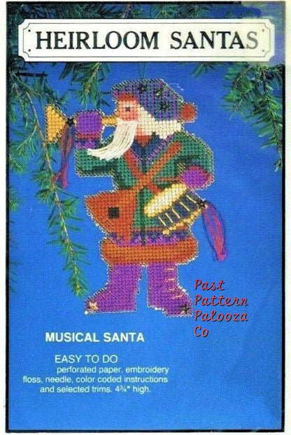 Vintage Cross Stitch Patterns 5" Heirloom Santas Ornament Christmas Tree Trim 6 Designs PDF Instant Digital Download Perforated Paper