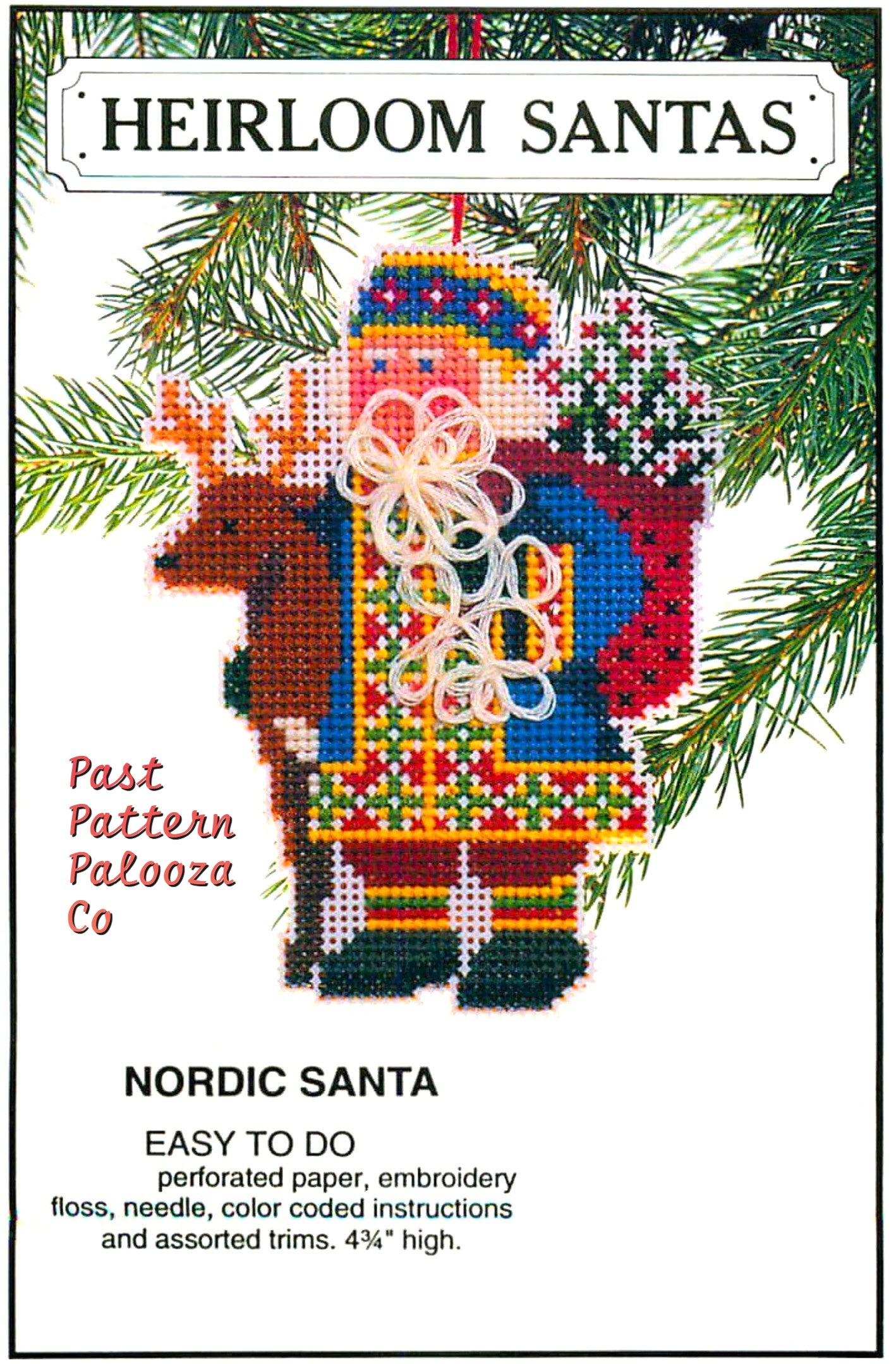 Vintage Cross Stitch Patterns 5" Heirloom Santas Ornament Christmas Tree Trim 6 Designs PDF Instant Digital Download Perforated Paper