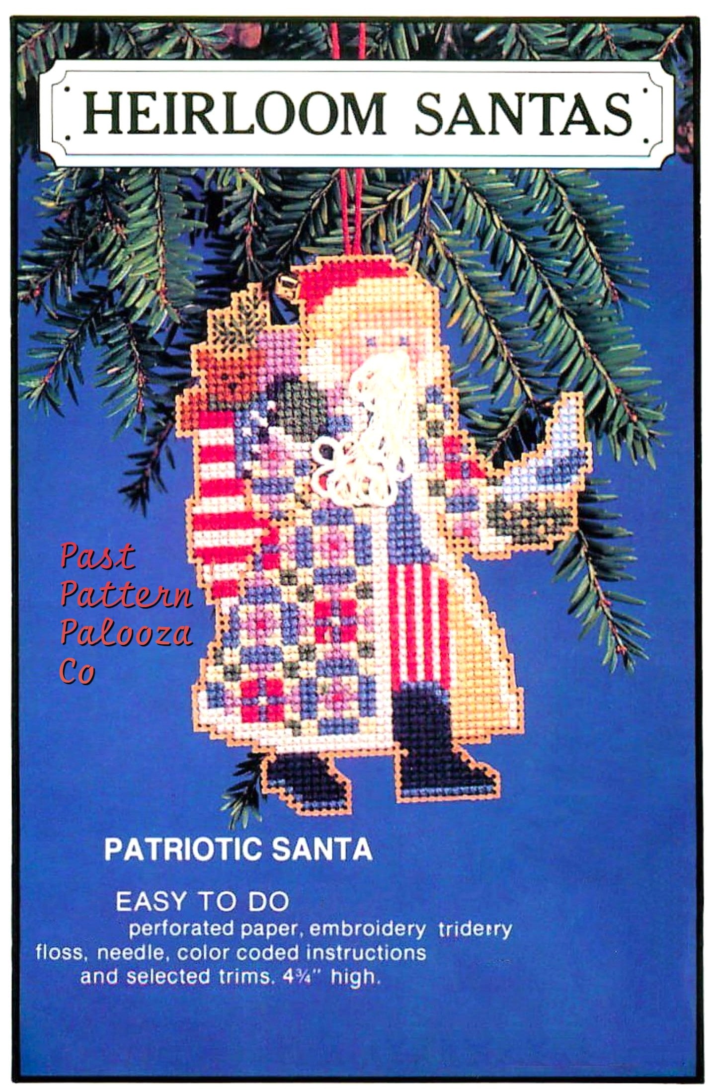 Vintage Cross Stitch Patterns 5" Heirloom Santas Ornament Christmas Tree Trim 6 Designs PDF Instant Digital Download Perforated Paper