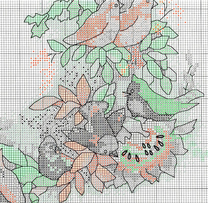 Vintage Cross Stitch Pattern 16" Heirloom Winter Forest Birds Christmas Stocking PDF Instant Digital Download Partridge Cardinal Blue Jay