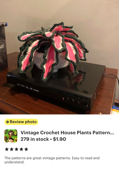 Vintage Crochet House Plants Patterns 6 Potted Houseplants Realistic Amigurumi Planters PDF Instant Digital Download 4 Ply