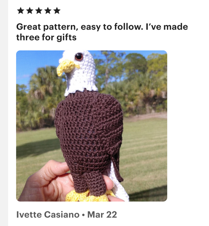 Vintage Crochet Pattern 15" Bald Eagle Bird Soft Toy Doll PDF Instant Digital Download Plush Amigurumi Stuffed American Eagle 4 Ply