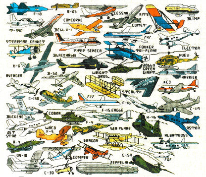 Vintage Cross Stitch Patterns Mini Aircraft Airplanes Motifs PDF Instant Digital Download Embroidery 45 Planes Jets Helicopters A1