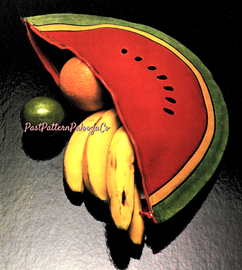 Vintage Sewing Pattern 16" Suede Watermelon Clutch Purse OR Throw Pillow PDF Instant Digital Download Retro Zippered Novelty Makeup Bag