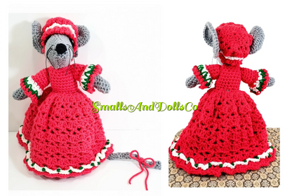 Vintage Christmas Crochet Pattern 11" Mrs Santa Mouse Soft Toy Amigurumi Doll PDF Instant Download Plush Retro Holiday Animal 10 Ply