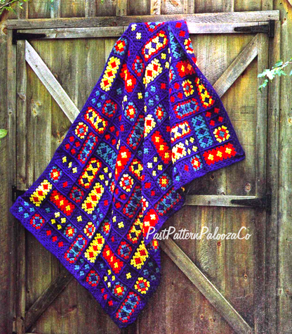 Vintage Crochet Pattern Retro Crazy Quilt Granny Square Afghan PDF Instant Digital Download Groovy Scrapghan Scrap Yarn Blanket