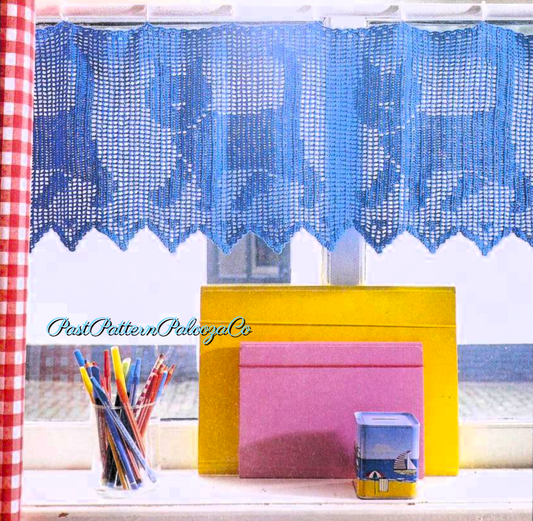 Vintage Thread Crochet Pattern Lace Kitty Cat Window Valance Panel Cafe Curtain PDF Instant Digital Download Kitty Motif Design