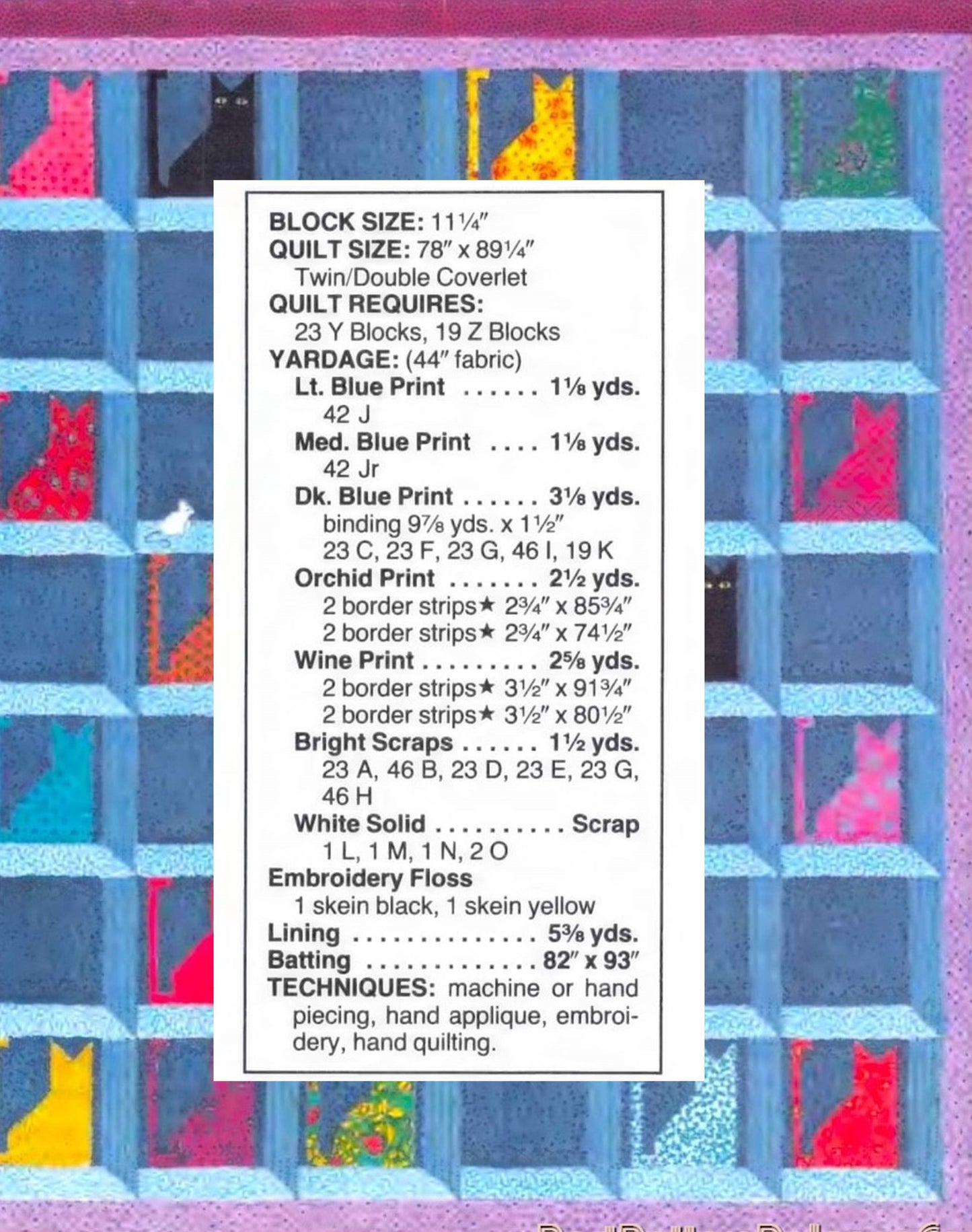 Vintage Sewing Pattern Cats in the Attic Bed Quilt PDF Instant Digital Download Kitty Cats and Mice Applique Throw Blanket