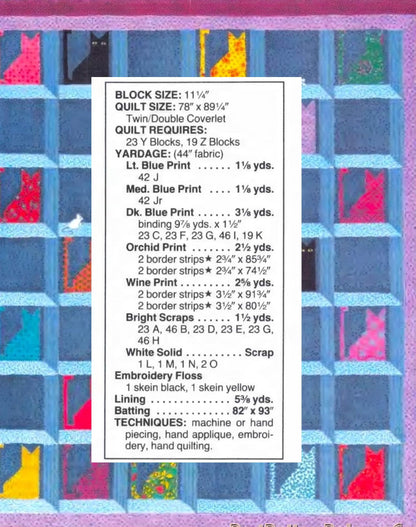 Vintage Sewing Pattern Cats in the Attic Bed Quilt PDF Instant Digital Download Kitty Cats and Mice Applique Throw Blanket